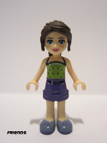 lego 2017 mini figurine frnd0193 Naomi Dark Purple Shorts, Lime Halter Top with Dark Green Dots 