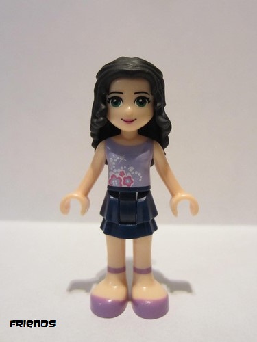 lego 2017 mini figurine frnd0194 Emma Dark Blue Layered Skirt, Lavender Top with Flowers, Lavender Bow 