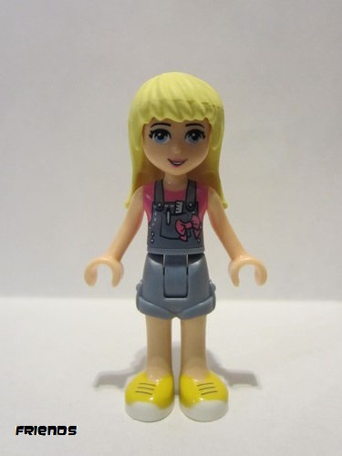lego 2017 mini figurine frnd0202 Stephanie Denim Overalls Skirt, Dark Pink Top 