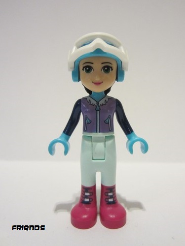 lego 2017 mini figurine frnd0216 Emma Light Aqua Trousers, Medium Lavender Ski Vest, Helmet, Goggles 