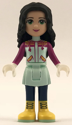 lego 2017 mini figurine frnd0244 Emma Light Aqua Skirt, Magenta Top, Dark Blue Leggings and Yellow Boots 