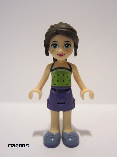 lego 2017 mini figurine frnd193 Naomi Dark Purple Shorts, Lime Halter Top with Dark Green Dots 