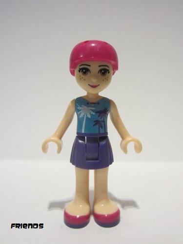 lego 2017 mini figurine frnd207 Mia Dark Purple Skirt, Medium Azure Top with Palm Trees, Helmet 