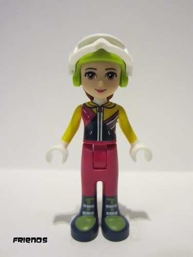 lego 2017 mini figurine frnd222 Olivia Magenta Trousers, Ski Jacket, Helmet, Goggles 