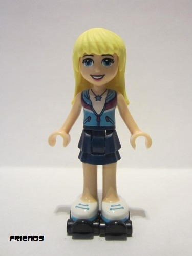 lego 2018 mini figurine frnd0258 Stephanie Dark Blue Layered Skirt, Medium Azure and Dark Purple Vest, Black Roller Skates 