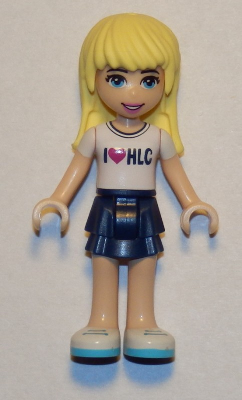 lego 2018 mini figurine frnd250 Stephanie Dark Blue Layered Skirt, White T-Shirt with 'I Heart HLC' Pattern 