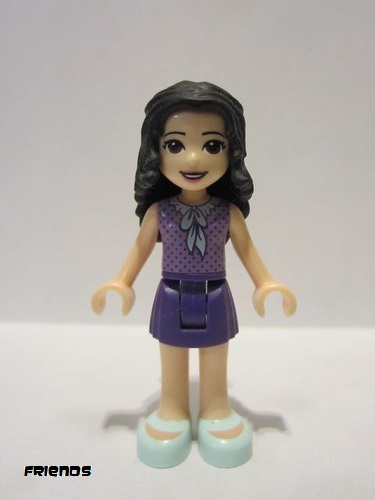 lego 2018 mini figurine frnd259 Emma Dark Purple Skirt, Medium Lavender Top, Light Aqua Shoes, Dark Purple Bow 