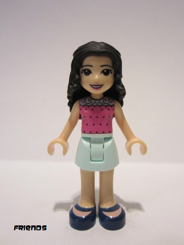 lego 2018 mini figurine frnd270 Emma Dark Pink Top with Dots, Light Aqua Skirt, Dark Blue Shoes 