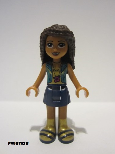lego 2019 mini figurine frnd0292 Andrea Dark Blue Skirt, Gold Top with Dark Turquoise Vest 