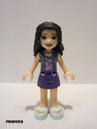 lego 2019 mini figurine frnd0294 Emma Dark Purple Skirt, Medium Lavender Top with White Birds, Sand Blue Vest 