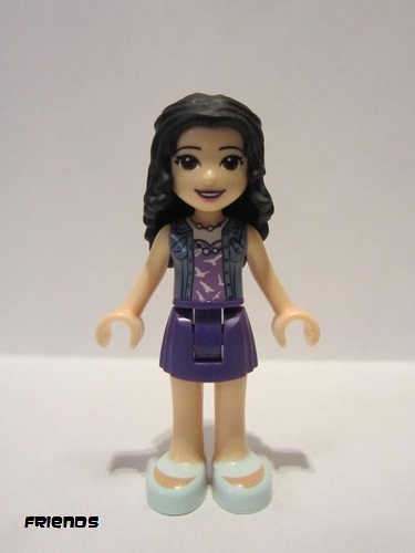 lego 2019 mini figurine frnd294 Emma Dark Purple Skirt, Medium Lavender Top with White Birds, Sand Blue Vest 