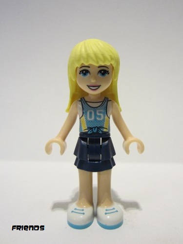 lego 2019 mini figurine frnd301 Stephanie Dark Blue Layered Skirt, Medium Azure Jersey with White Number '05' 