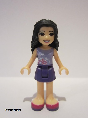 lego 2019 mini figurine frnd303 Emma Dark Purple Skirt, Lavender Top with Flowers 
