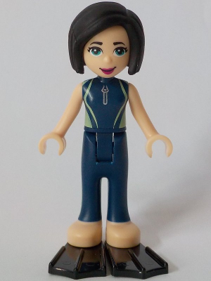 lego 2019 mini figurine frnd322 Kacey Dark Blue and Sand Green Wetsuit, Black Flippers 