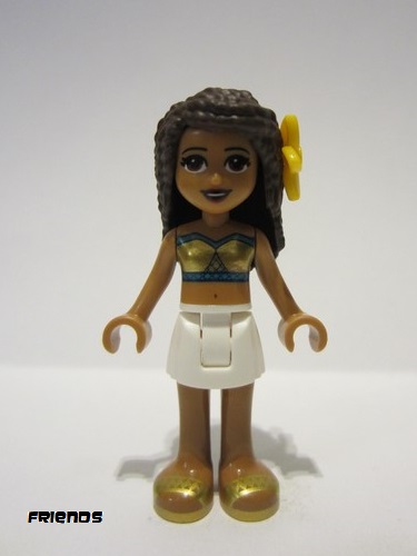 lego 2019 mini figurine frnd331 Andrea White Skirt, Dark Turquoise and Gold Swimsuit Tube Top, Flower 