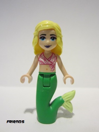 lego 2019 mini figurine frnd335 Chloe Dark Pink and White Swimsuit Top, Bright Green Mermaid Hips and Tail 