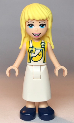 lego 2020 mini figurine frnd0355 Stephanie Yellow Shirt, White Apron with Yellow Banana, Dark Blue Shoes 
