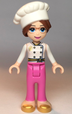 lego 2020 mini figurine frnd354 Lillie White Jacket, Dark Pink Pants, White Cook's (Toque) Hat with Hair 