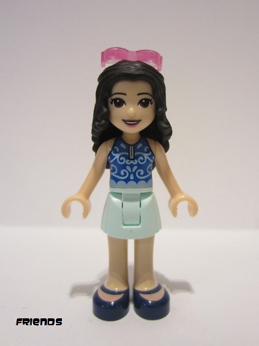 lego 2020 mini figurine frnd366 Emma Light Aqua Skirt, Blue Swimsuit Top, Sunglasses 
