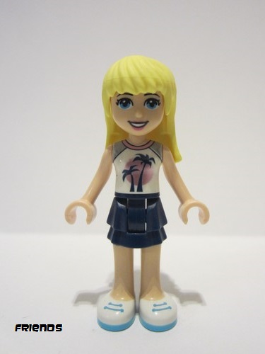 lego 2020 mini figurine frnd371 Stephanie Dark Blue Layered Skirt, White Top with Palm Trees 