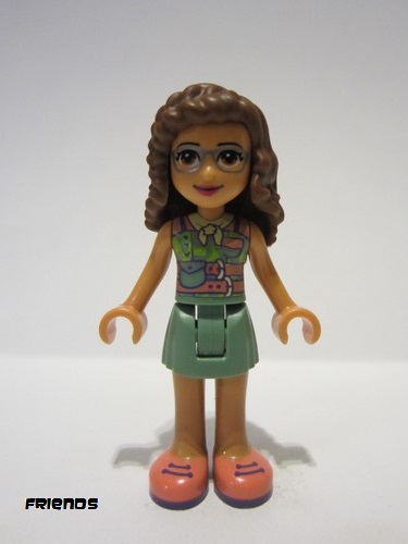 lego 2020 mini figurine frnd378 Olivia Sand Green Skirt, Sand Green Top, Coral Shoes 