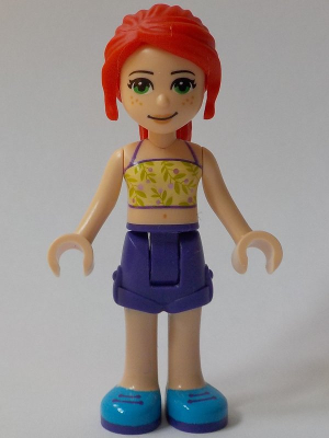 lego 2020 mini figurine frnd384 Mia Dark Purple Shorts, Yellowish Green Top with Vines 