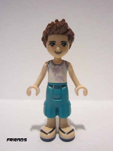 lego 2020 mini figurine frnd385 Ethan Dark Turquoise Shorts, White Top with Palm Trees 