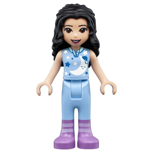 lego 2020 mini figurine frnd399 Emma Bright Light Blue Sleepshirt and Trousers, Medium Lavender Boots 