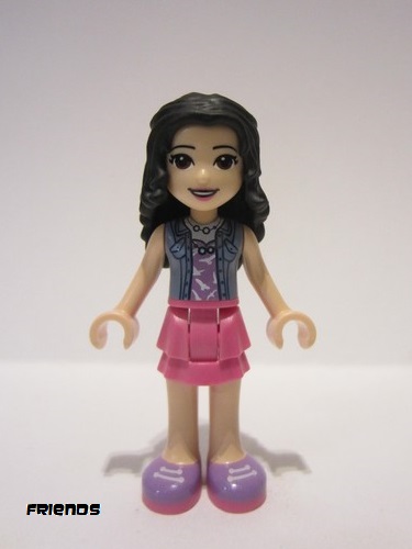 lego 2021 mini figurine frnd0423 Emma Dark Pink Layered Skirt, Sand Blue Top with Birds 