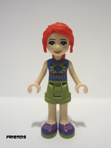 lego 2021 mini figurine frnd421 Mia Olive Green Shorts, Dark Purple Shoes and Top with Diamonds and Triangles 