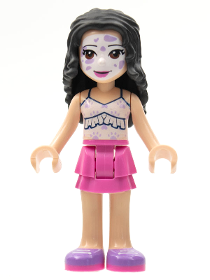 lego 2021 mini figurine frnd442 Emma Dark Pink Skirt, White Ruffled Tank Top, Face Paint 