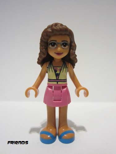 lego 2021 mini figurine frnd455 Olivia Dark Pink Skirt, Halter Top with Strawberries 