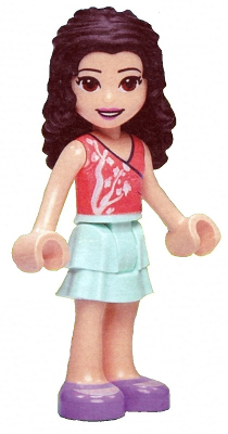 lego 2021 mini figurine frnd463 Emma Light Aqua Skirt, Coral Top, Medium Lavender Shoes 
