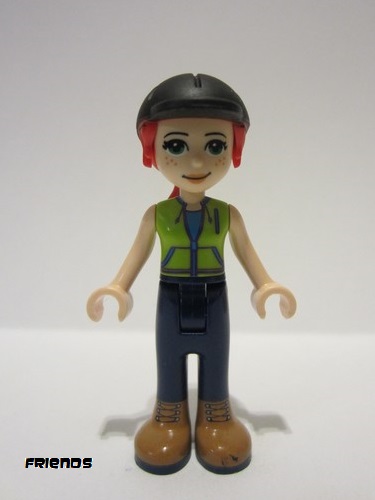 lego 2021 mini figurine frnd469 Mia Dark Blue Trousers, Lime Jacket Top, Black Riding Helmet 