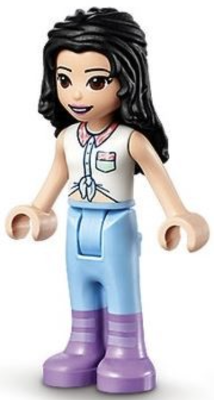 lego 2021 mini figurine frnd479 Emma Blue Riding Pants, White Collared Shirt, Black Hair 
