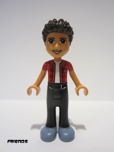 lego 2022 mini figurine frnd0499 River Sand Blue Shoes, Black Jeans, Red Checkered Shirt with White Undershirt 