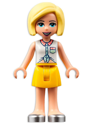 lego 2022 mini figurine frnd0550 Roxy White Collared Shirt, Yellow Skirt, Silver Shoes 