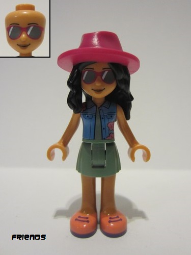 lego 2022 mini figurine frnd488 Savannah Sand Green Skirt, Magenta Hat 