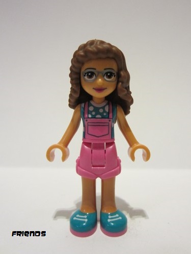 lego 2022 mini figurine frnd496 Olivia Dark Pink Overalls, Dark Turquoise Top 