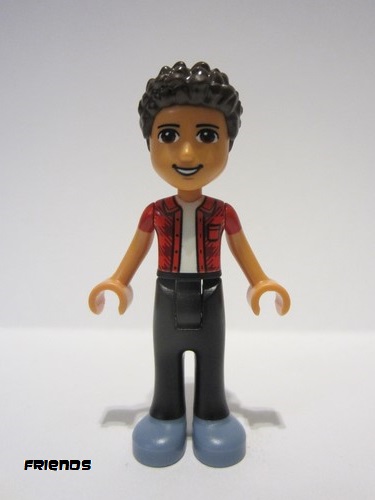 lego 2022 mini figurine frnd499 River Sand Blue Shoes, Black Jeans, Red Checkered Shirt with White Undershirt 