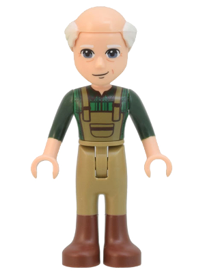 lego 2022 mini figurine frnd523 Marcel Dark Green Plaid Shirt and Overalls, Dark Tan Pants with Boots 