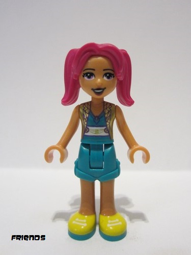 lego 2022 mini figurine frnd525 Camila Dark Turquoise Shorts and Top, Gold Vest, Yellow Shoes 