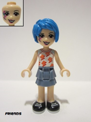 lego 2022 mini figurine frnd529 Evelyn White Sleeveless Shirt, Sand Blue Skirt, Face Paint 