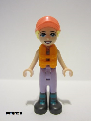 lego 2022 mini figurine frnd545 Stephanie Lavender Sailing Outfit, Coral Cap, Orange Life Jacket 