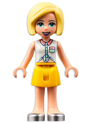 lego 2022 mini figurine frnd550 Roxy White Collared Shirt, Yellow Skirt, Silver Shoes 