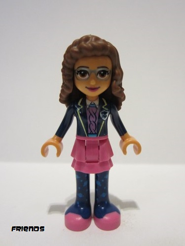 lego 2022 mini figurine frnd558 Olivia Dark Pink Skirt, Dark Blue Leggings, Dark Blue Jacket 