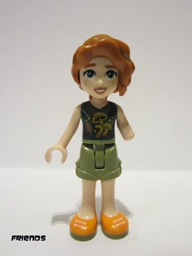 lego 2023 mini figurine frnd576 Autumn Dark Green Mushroom Top, Olive Green Shorts, Orange Shoes 