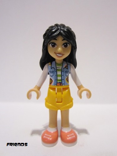 lego 2023 mini figurine frnd583 Liann Bright Light Blue Vest with Pockets, Bright Light Orange Shorts, Coral Shoes 