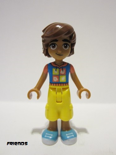 lego 2023 mini figurine frnd587 Leo Dark Azure and Coral Hoodie, Yellow Trousers, Medium Azure Shoes 