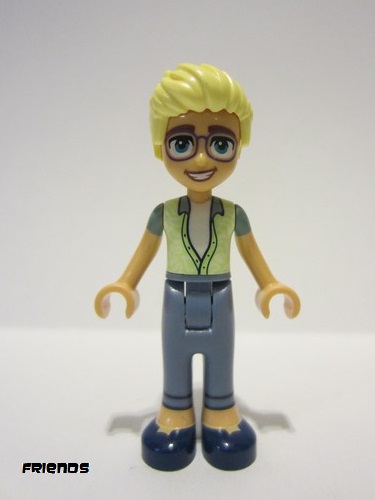 lego 2023 mini figurine frnd594 Olly Yellowish Green and Sand Green Unbuttoned Shirt, Sand Blue Trousers, Dark Blue Shoes 